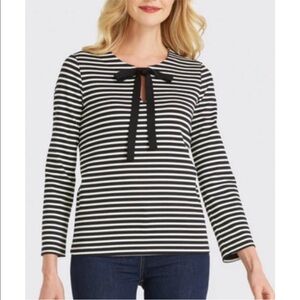Draper James Tie Neck Striped Top